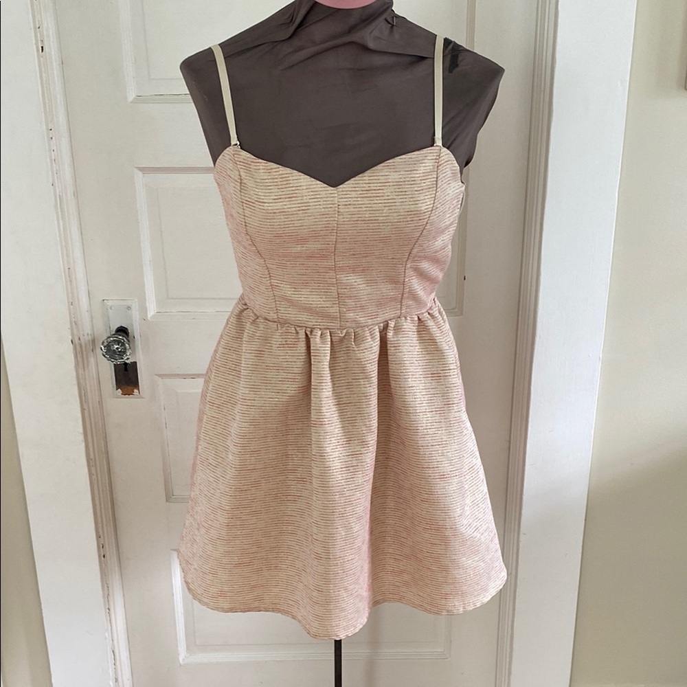 Talula Gold Pink Fit and Flare Shimmery Party Tank Dress 4